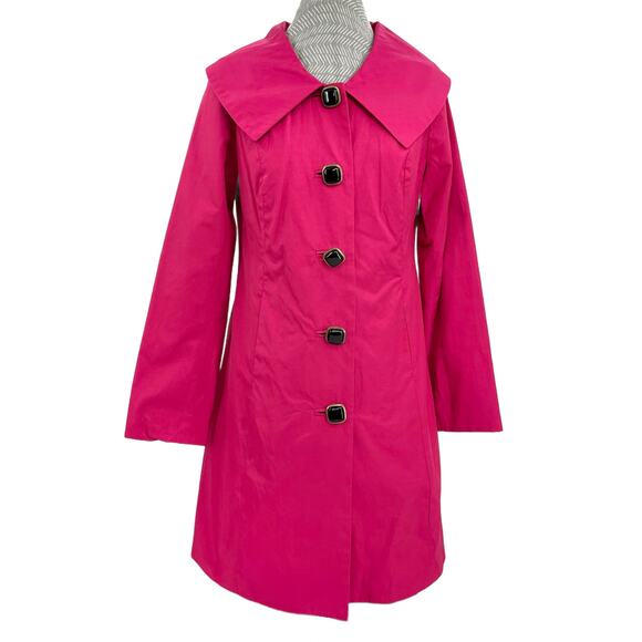 Vertigo Paris Bright Pink Fuchsia Trench Coat Barbiecore Prep Elle Woods Size S - Picture 1 of 12